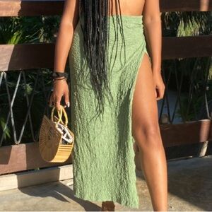 Green Textured Women's Skirt/ Cover up